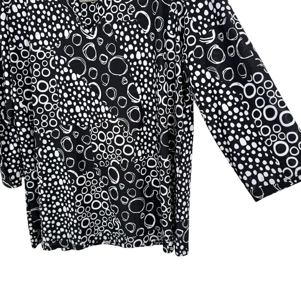 New Direction Sz XL Stretchy Black White Artsy Business Office Blouse Shirt Top - Picture 5 of 6